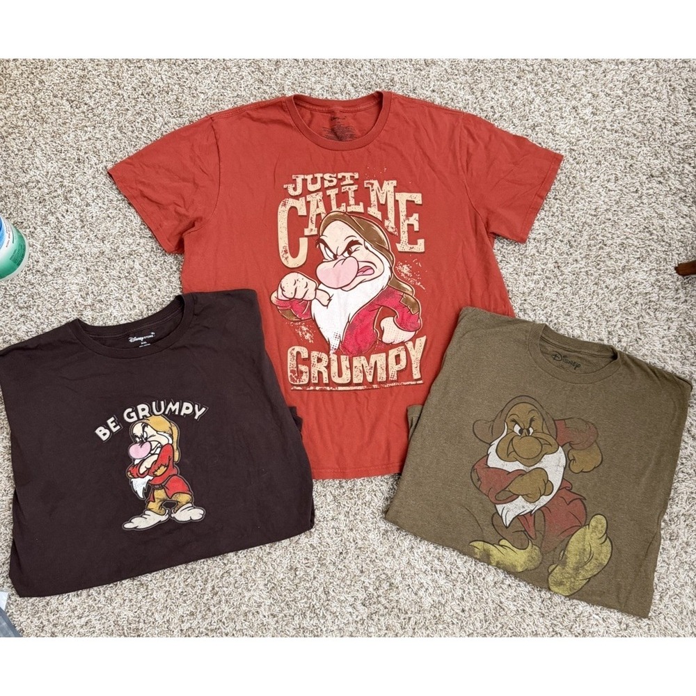 Disney Grumpy T-Shirt Lot of 3 Men's 2XL / XL - AUTHENTIC - AMAZING CONDITION